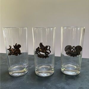Vintage Mid Century Zodiac Highball Drinking Glasses